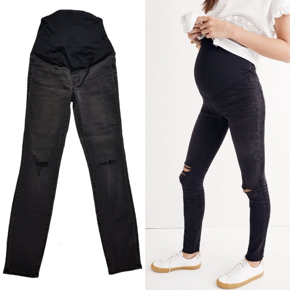 Madewell Maternity Over-the-Belly 2nd 3rd Trimester Skinny Jeans Faded Black 24 - Picture 1 of 12